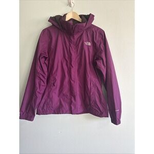 The North Face HyVent Rain Jacket Womens Large Purple Hooded Zip Waterproof